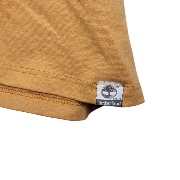 Vintage 90s Timberland Boots Spell Out Logo Graphic T-Shirt in Tan Size XL - Picture 3 of 6